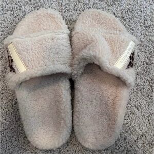 Golden Goose Cream Sherpa Slide with Leopard Star